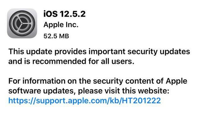 博望苹果手机维修分享iOS12.5.2发布，建议所有老苹果用户安装 